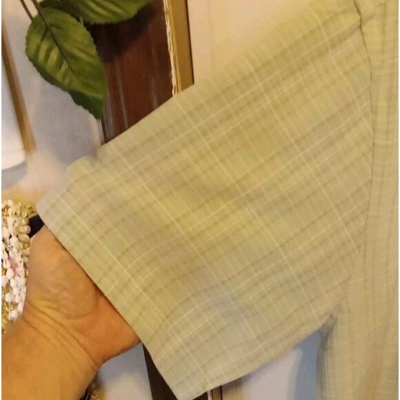 👔 Moda Campia Moda Men’s L Button Front Shirt – Mint Green Plaid – Short Sleeve - Picture 5 of 8